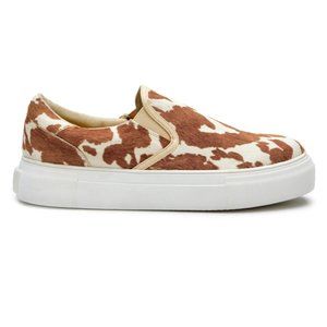 Women's Slip-On Sneakers - Brown and White